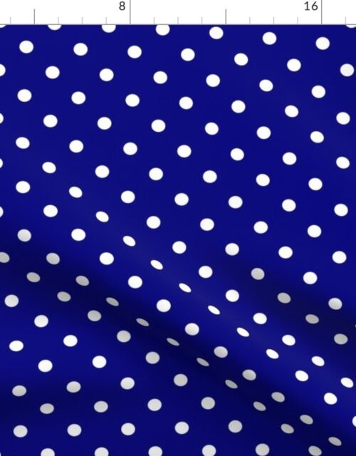 1/2 inch White Polkadots on Royal Blue Fabric