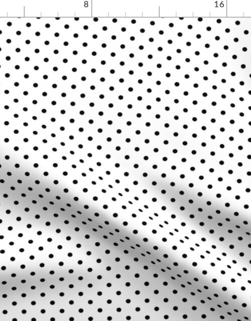 1/4 inch Classic Black Polkadots on White Fabric