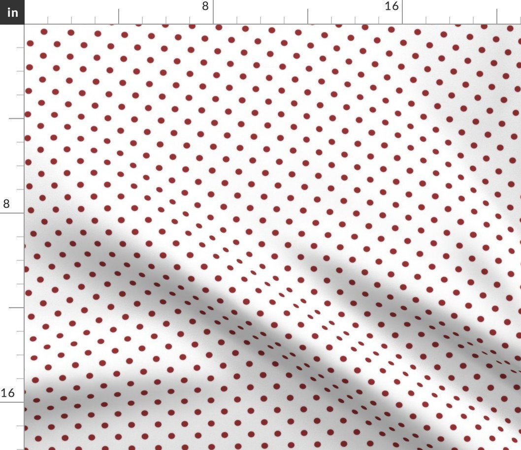 1/4 inch Classic Lava Falls Red Polkadots on White Fabric 1/4 inch Classic Lava Falls Red Polkadots on White Fabric
