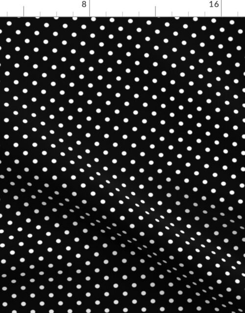 1/4 inch Classic White Polkadots on Black Fabric