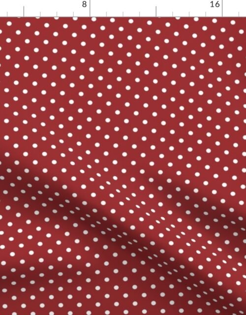 1/4 inch Classic White Polkadots on Lava Falls Red Fabric