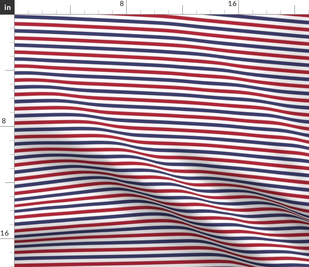 1/4 inch Flag Red, White and Blue Alternating H Pin Stripes Fabric