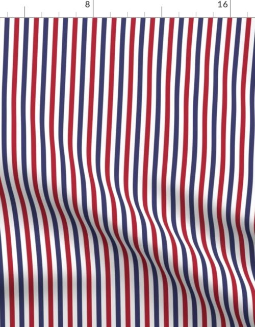 1/4 inch Flag Red, White and Blue Alternating V Pin Stripes Fabric