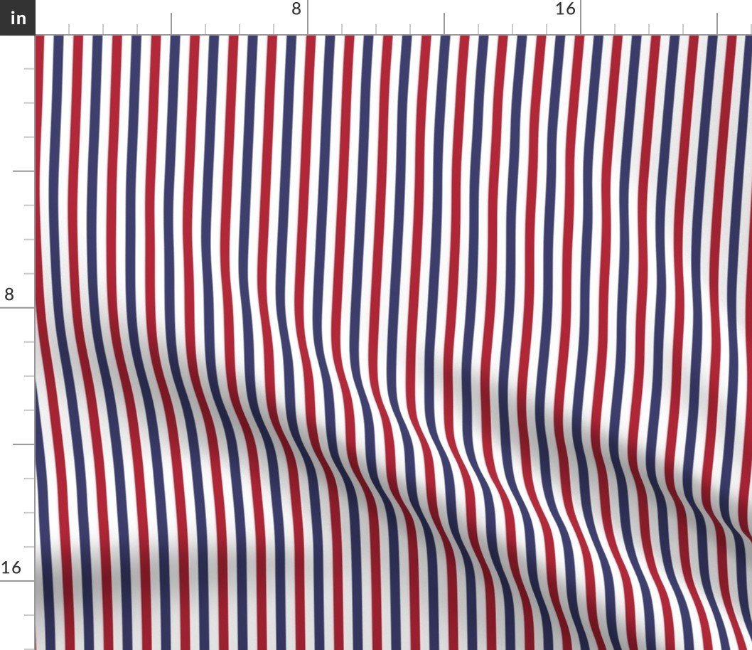 1/4 inch Flag Red, White and Blue Alternating V Pin Stripes Fabric