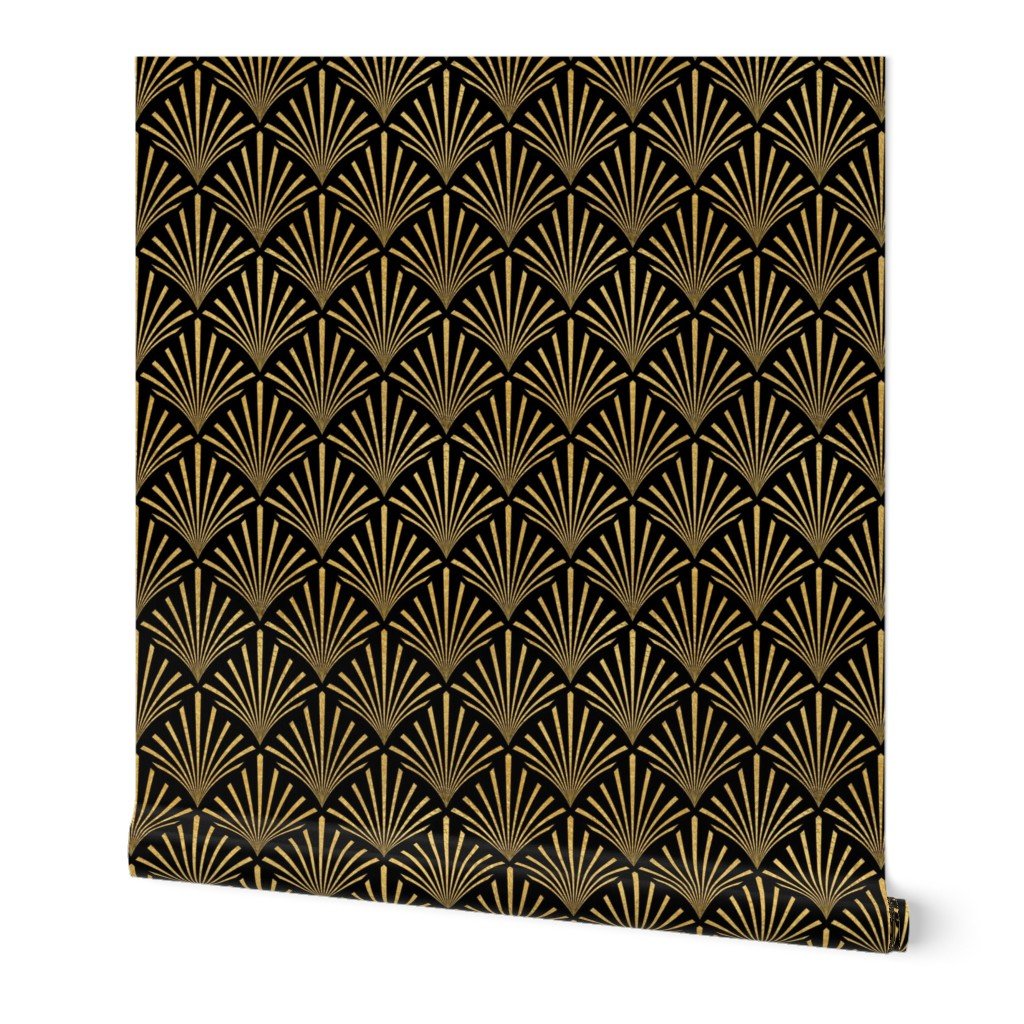 Antique Gold and Black Art Deco Palm Fans Wallpaper Antique Gold and Black Art Deco Palm Fans Wallpaper