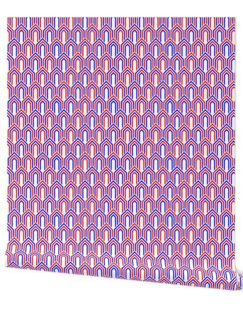 Red and White USA Jumbo Art Deco Arches in Arches Wallpaper