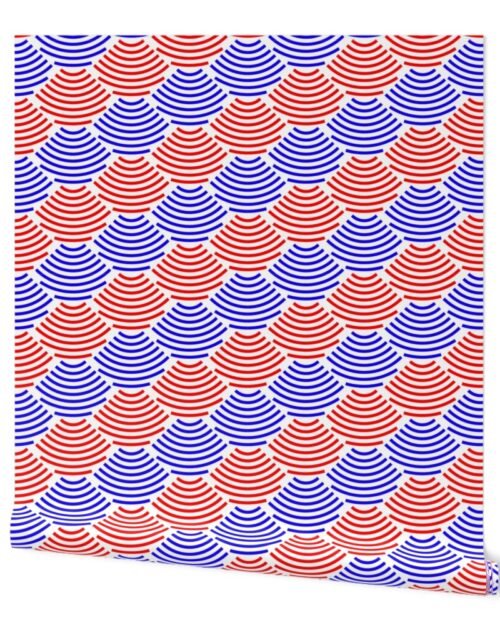 Red and White USA Jumbo Art Deco Ellipses Wallpaper