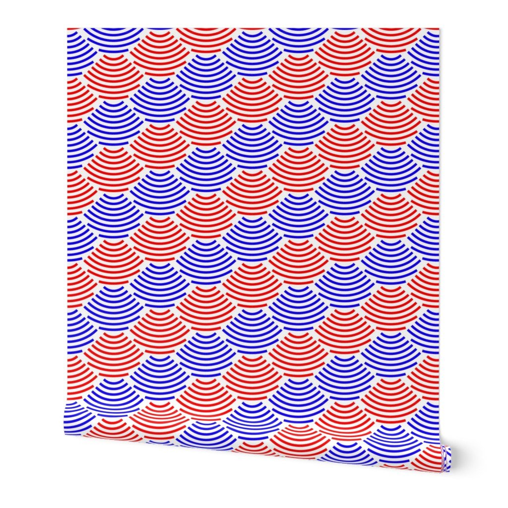 Red and White USA Jumbo Art Deco Ellipses Wallpaper Red and White USA Jumbo Art Deco Ellipses Wallpaper