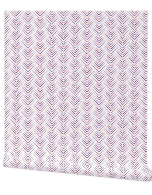Red and White USA Jumbo Art Deco Chevrons Wallpaper