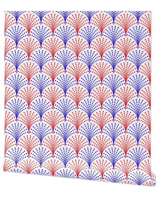 Red and White USA Jumbo Art Deco Fountains Wallpaper