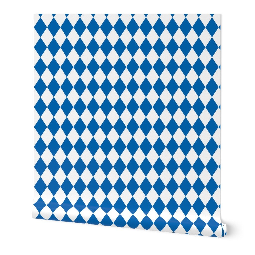 Oktoberfest 2 inch Bavarian Beer House Blue and White Large Diagonal Diamond Pattern Wallpaper Oktoberfest 2 inch Bavarian Beer House Blue and White Large Diagonal Diamond Pattern Wallpaper