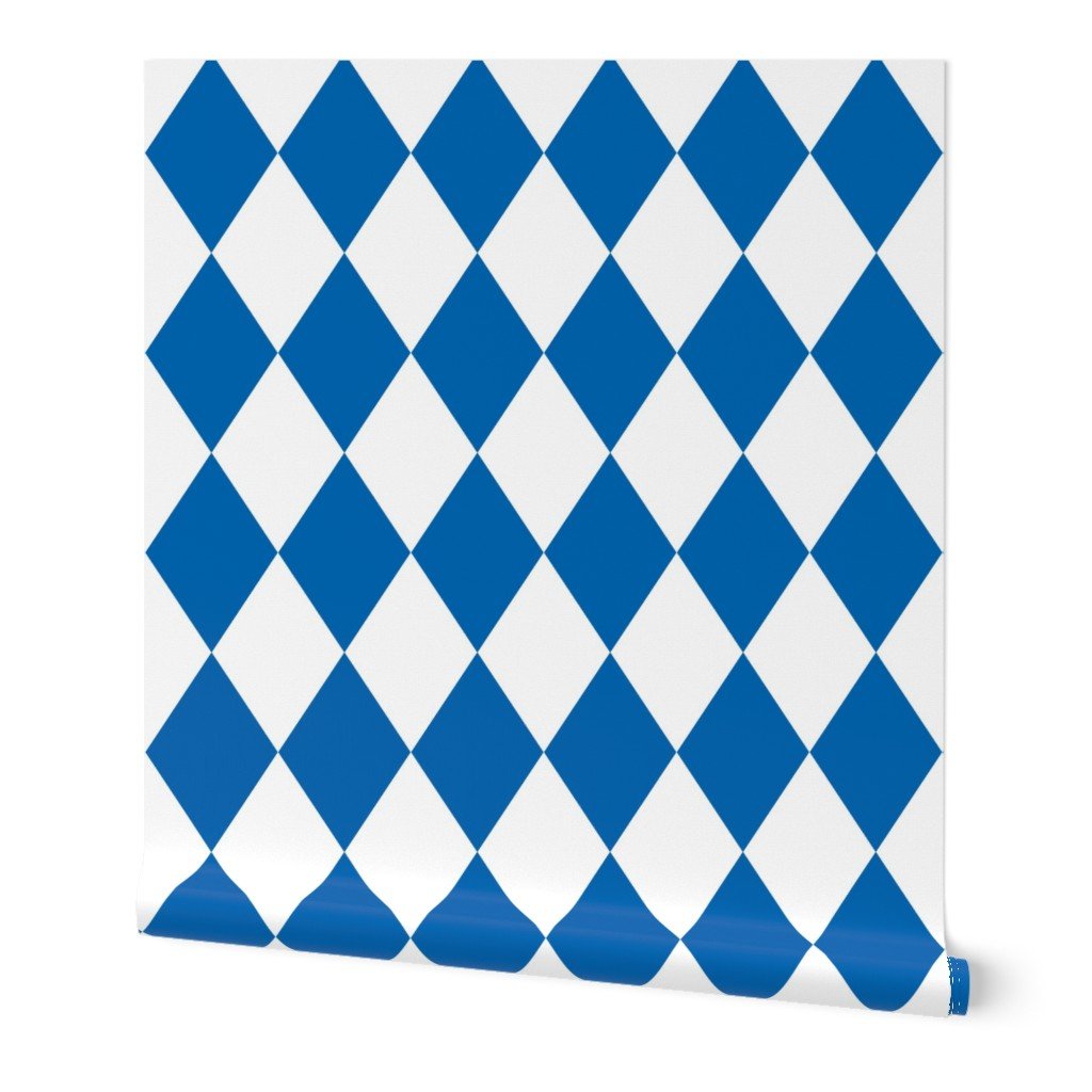 Oktoberfest 4 inch Bavarian Beer House Blue and White Large Diagonal Diamond Pattern Wallpaper Oktoberfest 4 inch Bavarian Beer House Blue and White Large Diagonal Diamond Pattern Wallpaper