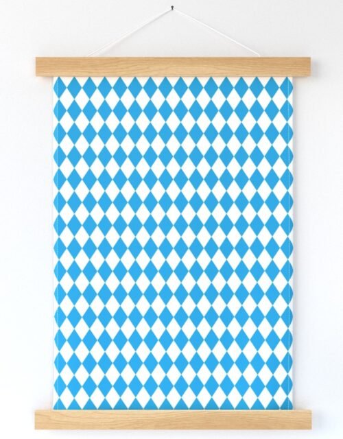 Oktoberfest Bavarian Beer Festival Blue and White 1 inch Diagonal Diamond Pattern Wall Hanging