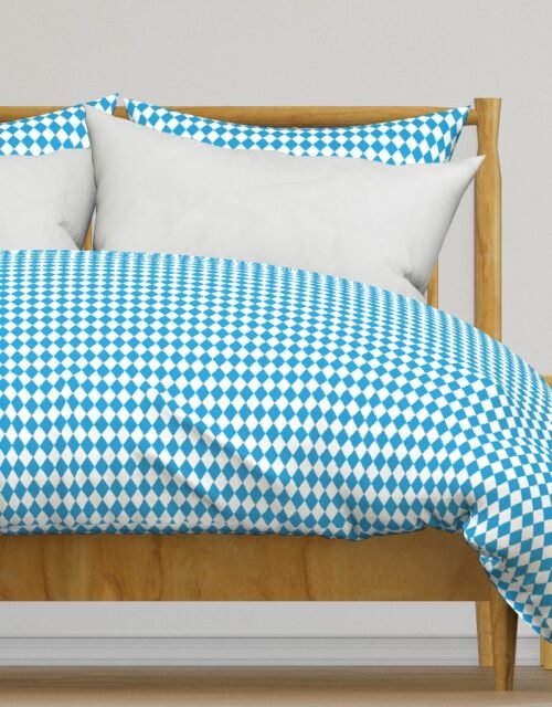 Oktoberfest Bavarian Beer Festival Blue and White 1 inch Diagonal Diamond Pattern Duvet Cover