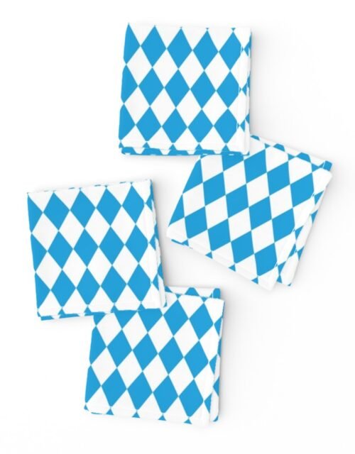 Oktoberfest Bavarian Beer Festival Blue and White 1 inch Diagonal Diamond Pattern Cocktail Napkins
