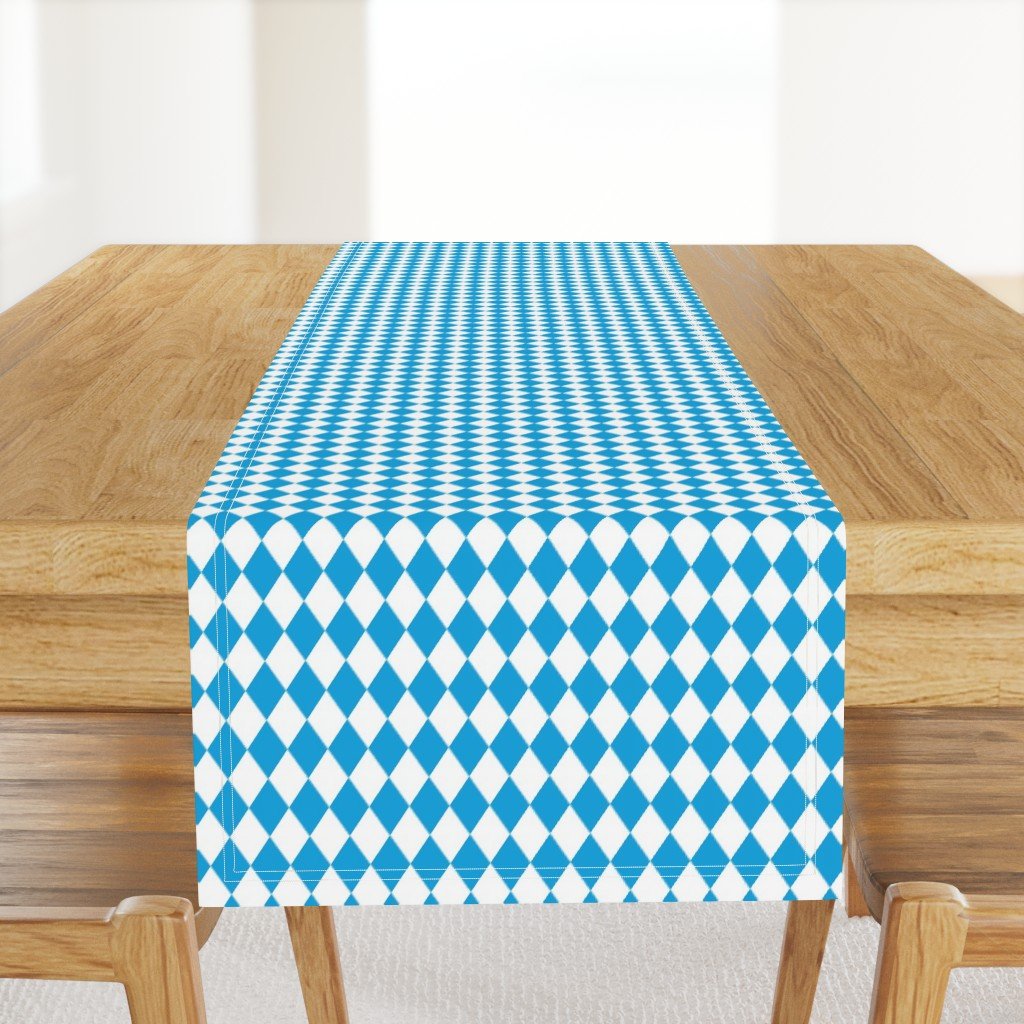 Oktoberfest Bavarian Beer Festival Blue and White 1 inch Diagonal Diamond Pattern Table Runner Oktoberfest Bavarian Beer Festival Blue and White 1 inch Diagonal Diamond Pattern Table Runner