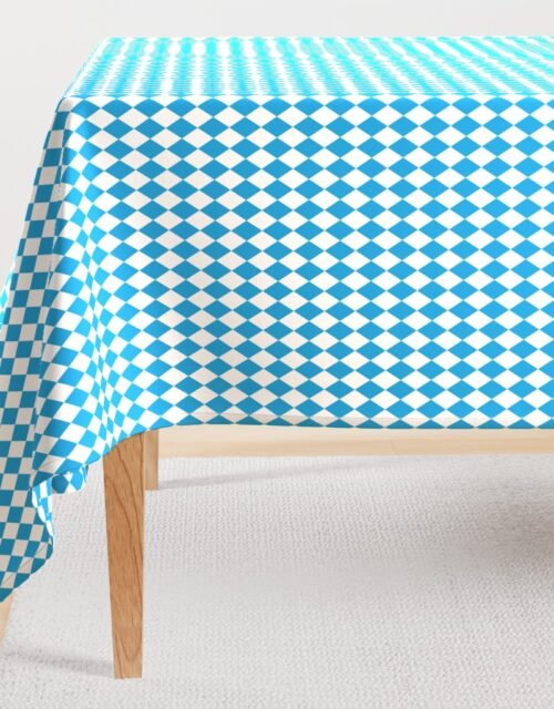 Oktoberfest Bavarian Beer Festival Blue and White 1 inch Diagonal Diamond Pattern Rectangular Tablecloth