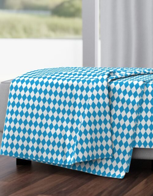 Oktoberfest Bavarian Beer Festival Blue and White 1 inch Diagonal Diamond Pattern Throw Blanket