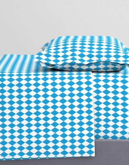 Oktoberfest Bavarian Beer Festival Blue and White 1 inch Diagonal Diamond Pattern Sheet Set