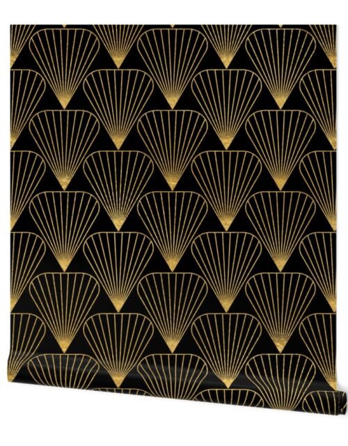 Antique Gold  and Black Jumbo Art Deco Fans Wallpaper