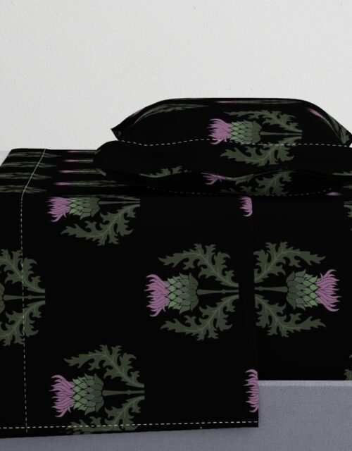 Large Scottish Thistle Flower of Scotland on Black Sheet Set