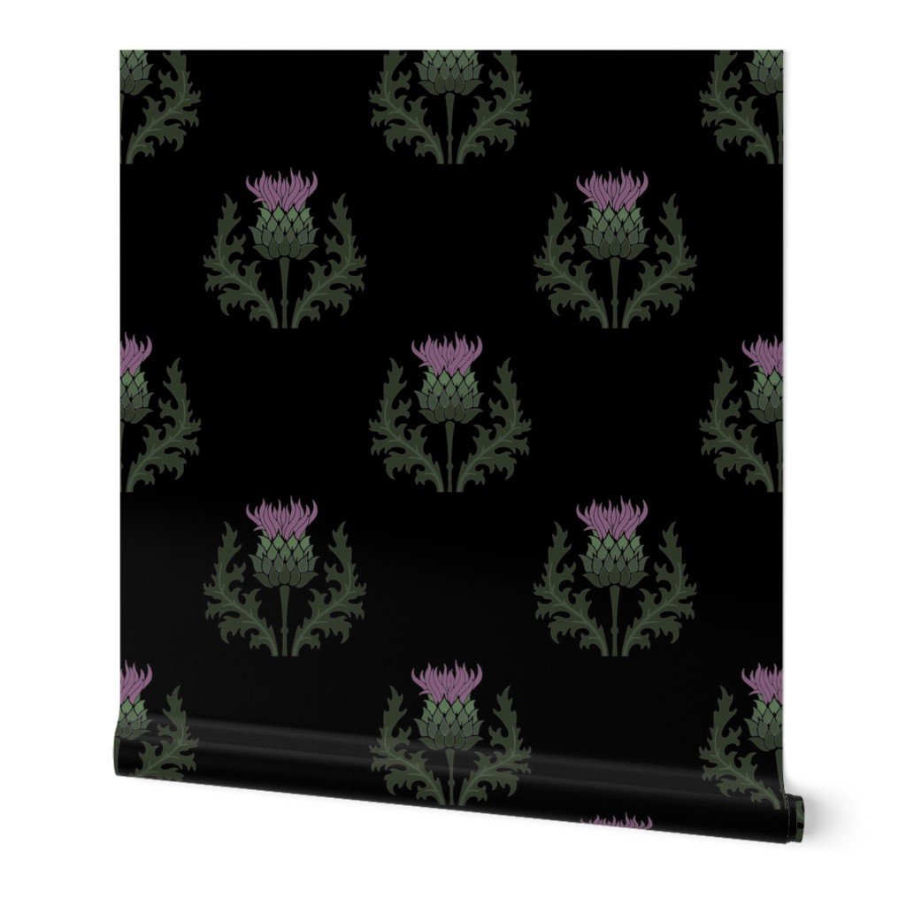 Large Scottish Thistle Flower of Scotland on Black Wallpaper Large Scottish Thistle Flower of Scotland on Black Wallpaper