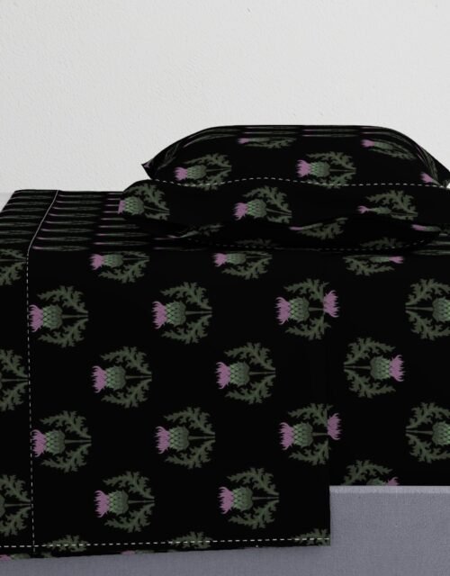 Small Scottish Thistle Flower of Scotland on Black Sheet Set