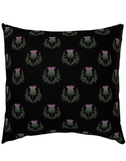 Small Scottish Thistle Flower of Scotland on Black Euro Pillow Sham