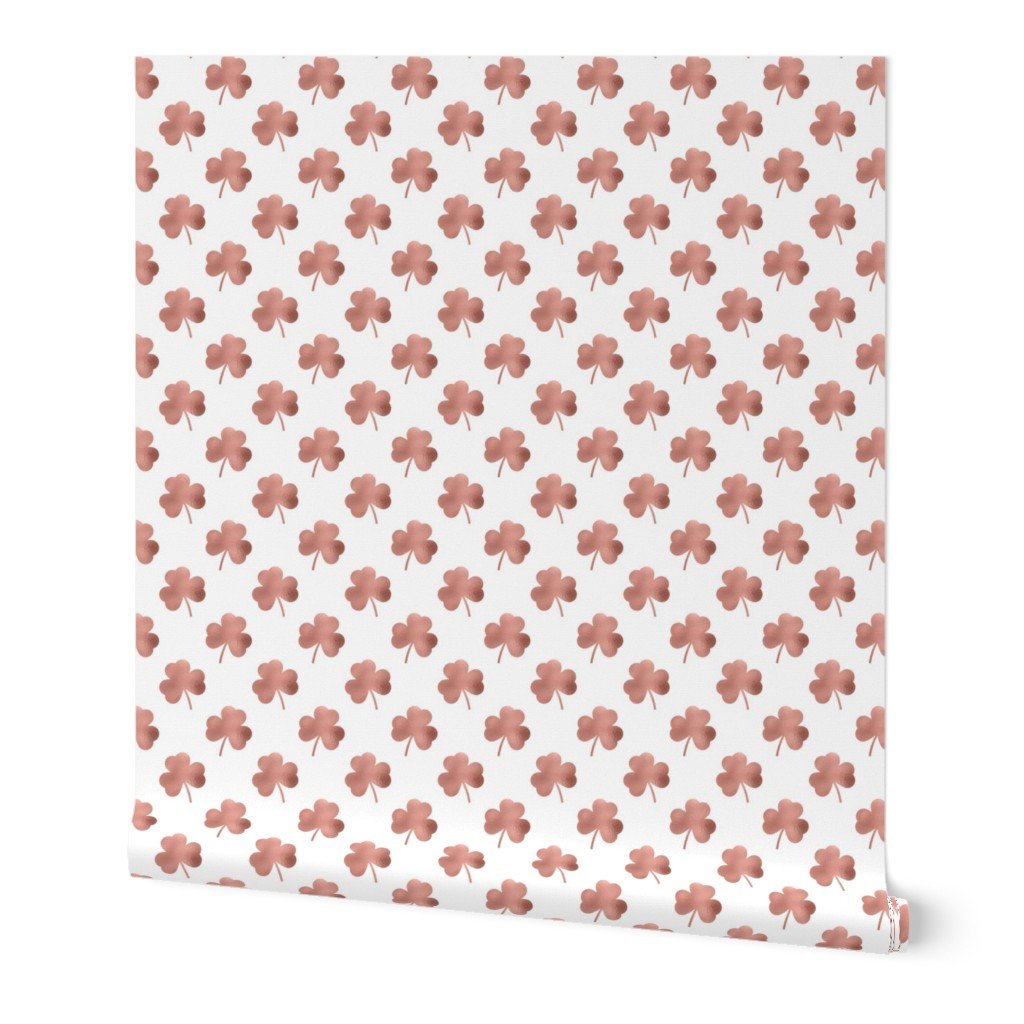 Small Rose Gold Faux Foil Heart-Shaped Clover on White St. Patricks Day Wallpaper Small Rose Gold Faux Foil Heart-Shaped Clover on White St. Patricks Day Wallpaper