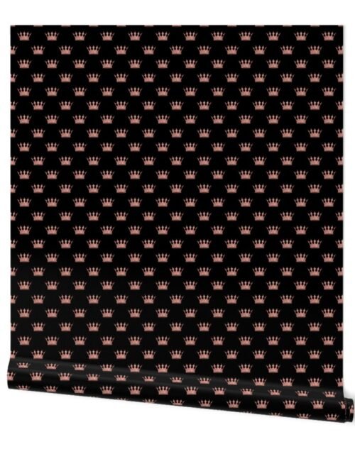 Mini Rose Gold Crowns on Black Wallpaper