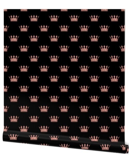Small Rose Gold Crowns on Black Wallpaper