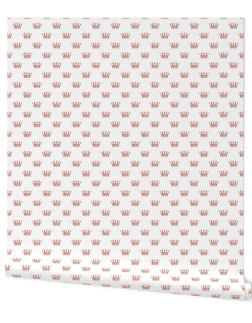 Mini Rose Gold Crowns on White Wallpaper