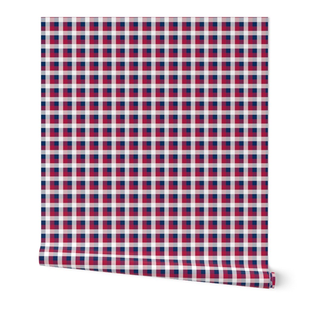 USA Red, White and Blue Large 1/2 Inch Gingham Check Wallpaper USA Red, White and Blue Large 1/2 Inch Gingham Check Wallpaper