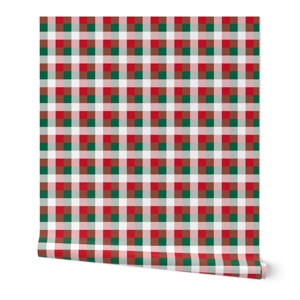 Mexican Flag Colors Red, White and Green 1 Inch Gingham Check Wallpaper Mexican Flag Colors Red, White and Green 1 Inch Gingham Check Wallpaper