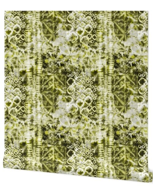 Yellowish Green Summer Tie Dye Batik Wax Tie Die Print Wallpaper