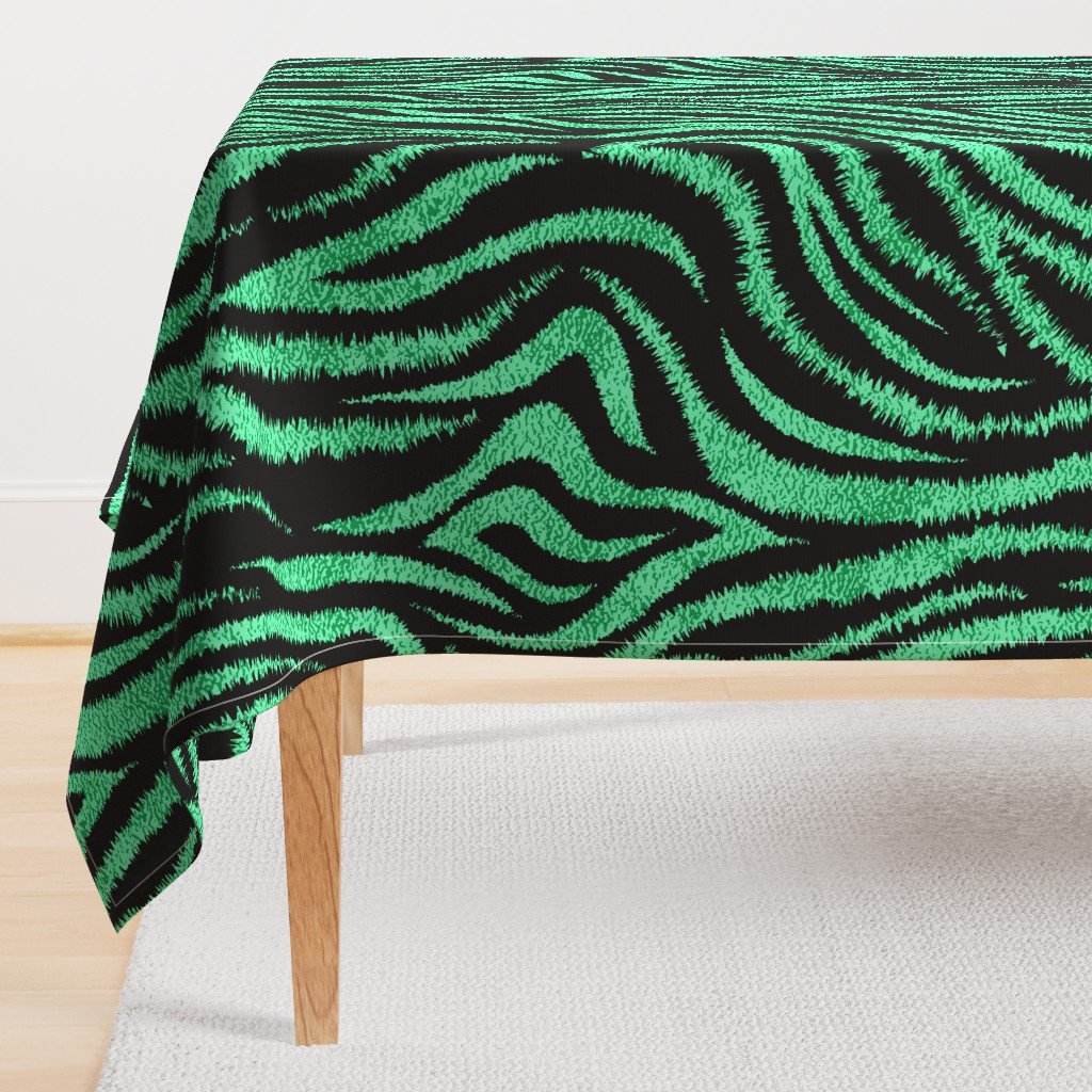 Textured Animal Striped Tiger Fur in Bold Emerald Green and Black Swirling Zebra Stripes Rectangular Tablecloth Textured Animal Striped Tiger Fur in Bold Emerald Green and Black Swirling Zebra Stripes Rectangular Tablecloth