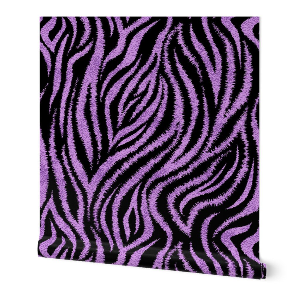 Textured Animal Striped Tiger Fur in Bold Purple Lavender and Black Swirling Zebra Stripes Wallpaper Textured Animal Striped Tiger Fur in Bold Purple Lavender and Black Swirling Zebra Stripes Wallpaper