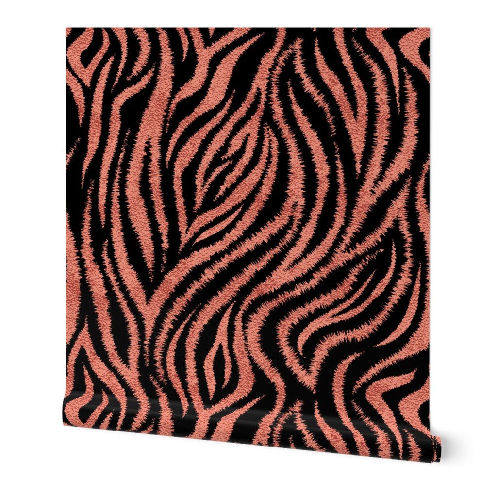Textured Animal Striped Tiger Fur in Bold Russet Orange and Black Swirling Zebra Stripes Wallpaper Textured Animal Striped Tiger Fur in Bold Russet Orange and Black Swirling Zebra Stripes Wallpaper