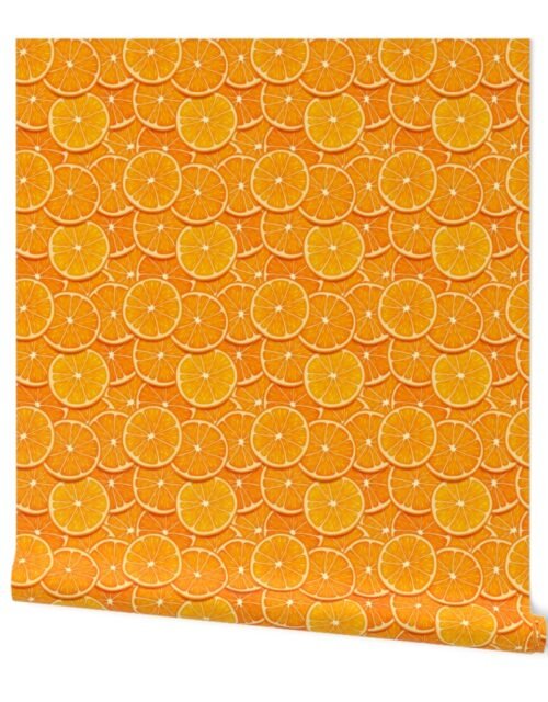 Orange Citrus 5 inch Fruit Slices in a Zesty Repeat Pattern Wallpaper