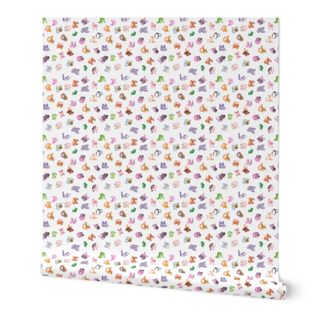 Whimsical Nursery Alphabet in Adorable Animals for Babies and Children 1 Inch on White Wallpaper Whimsical Nursery Alphabet in Adorable Animals for Babies and Children 1 Inch on White Wallpaper