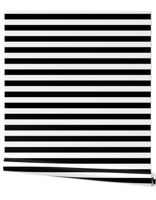 Halloween Holiday 1 inch Black Cat  and White Witch Stripes Wallpaper