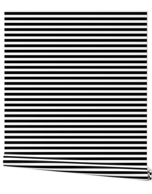 Halloween Holiday 1/2 inch Black Cat  and White Witch Stripes Wallpaper