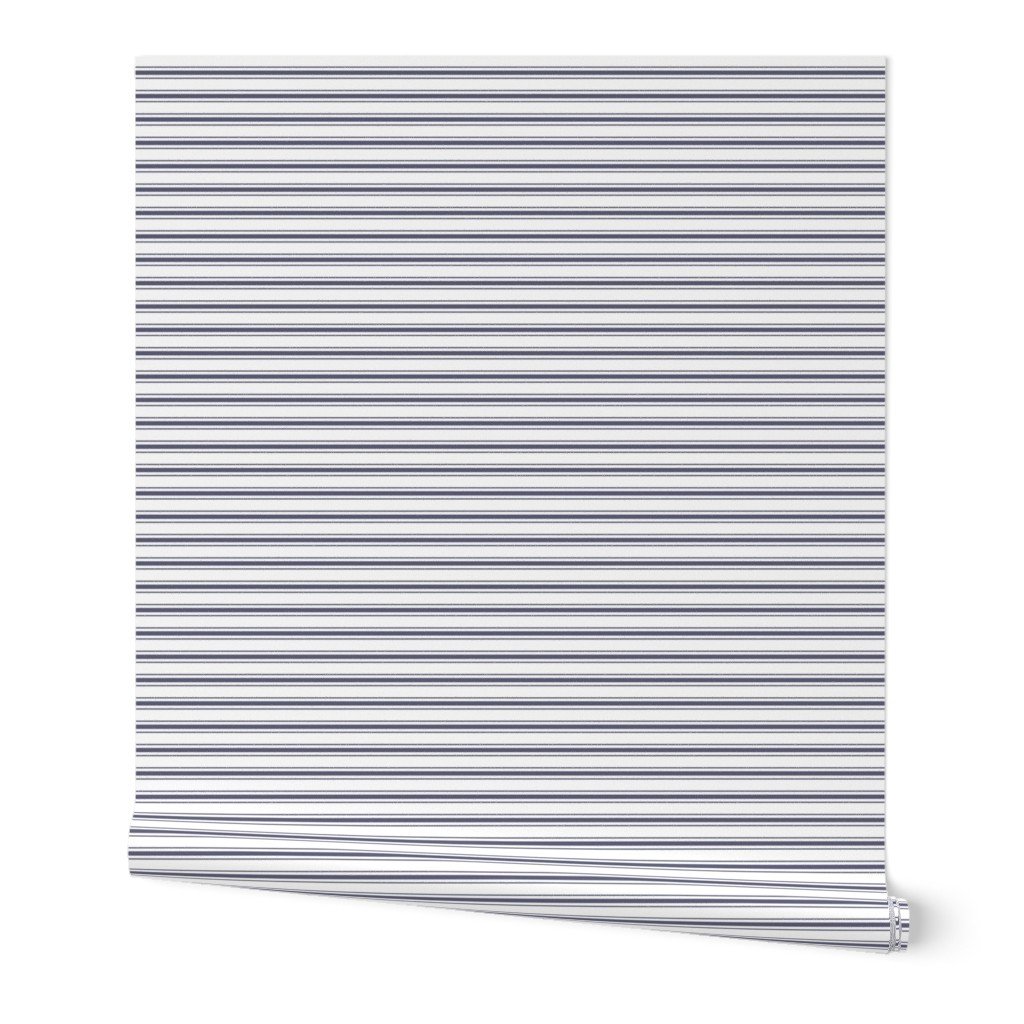 Mattress Ticking Narrow Striped Horizontal Pattern in Midnight Blue and White Wallpaper Mattress Ticking Narrow Striped Horizontal Pattern in Midnight Blue and White Wallpaper