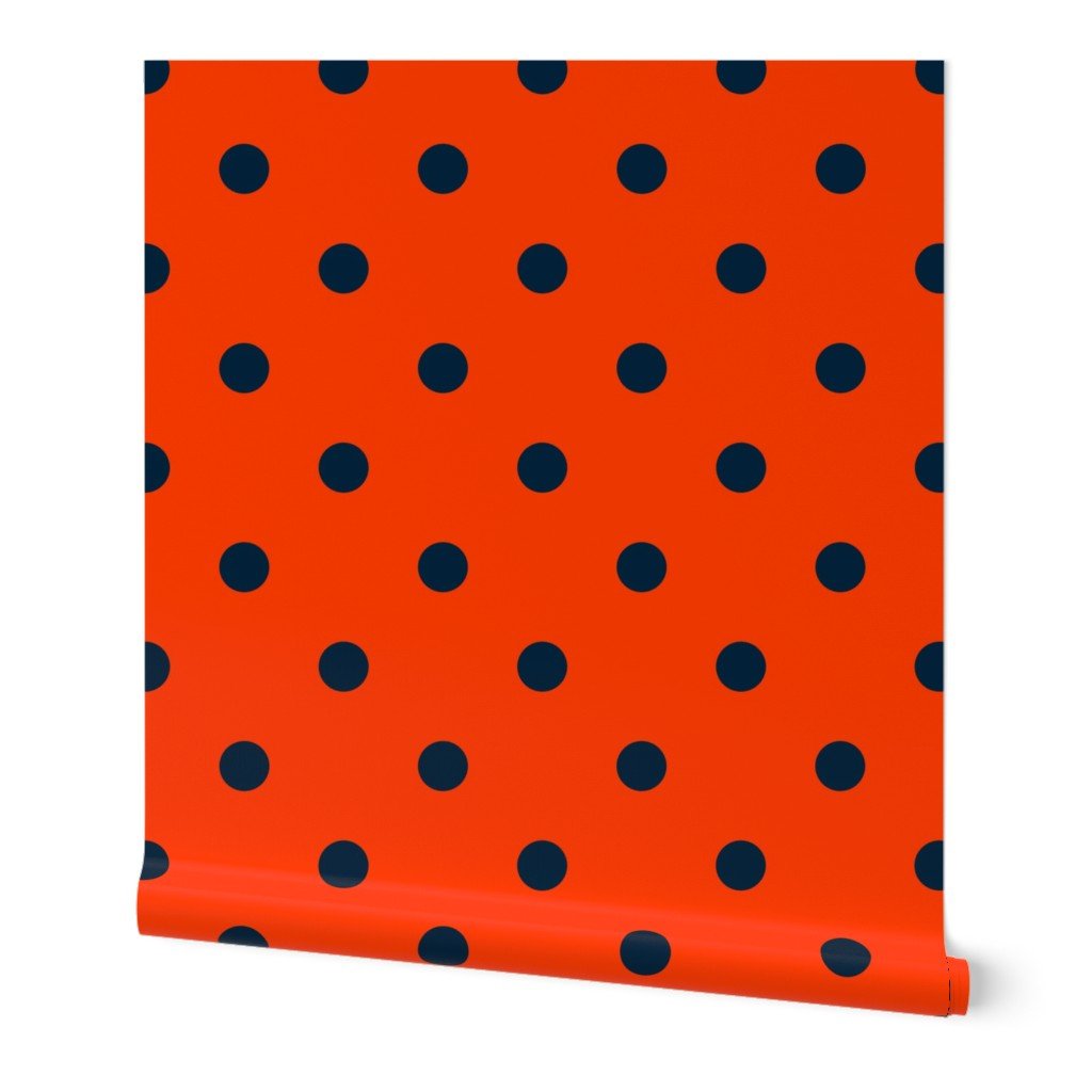 Navy and Neon Orange Jumbo Dots Wallpaper Navy and Neon Orange Jumbo Dots Wallpaper