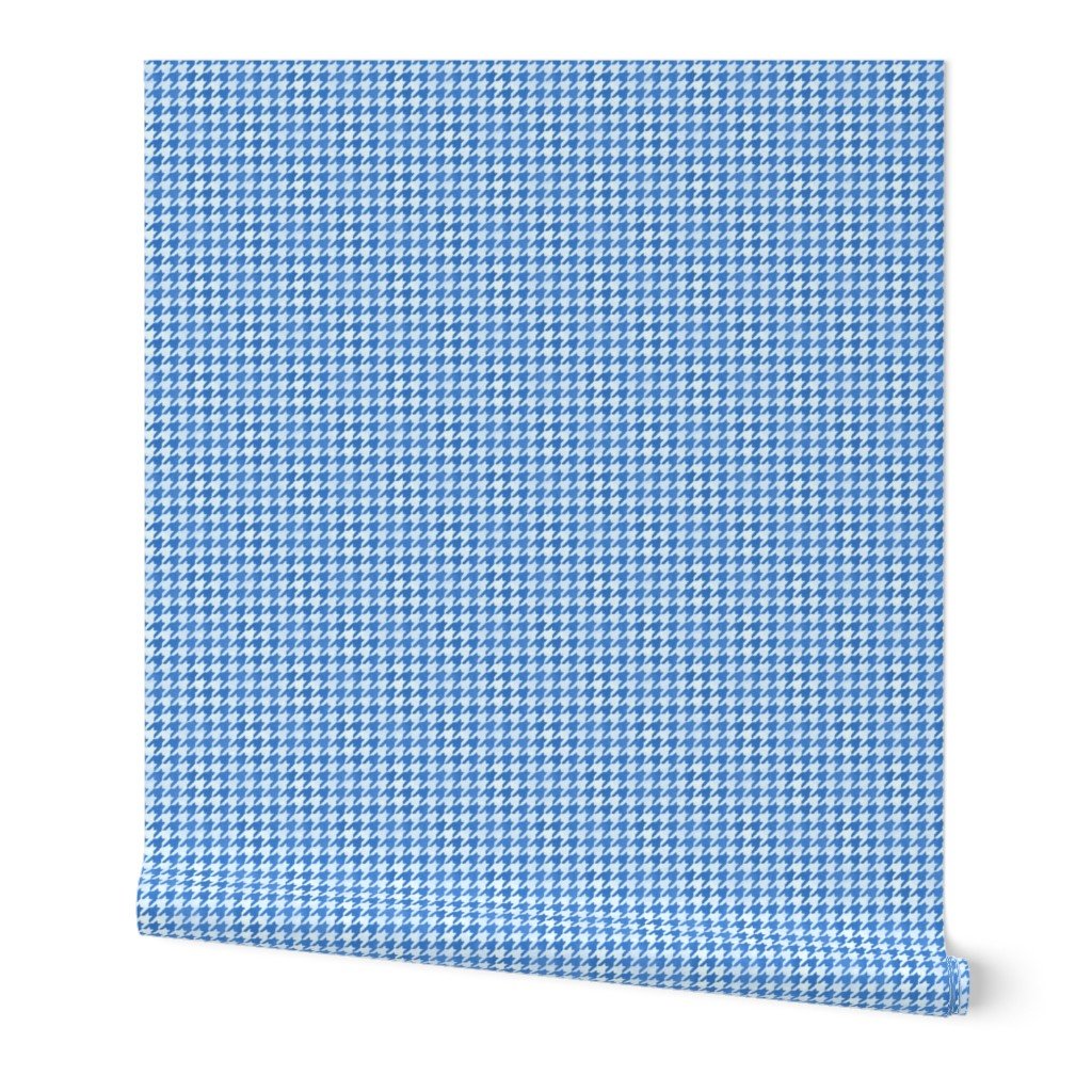 Mid Blue and White Handpainted Houndstooth Check Watercolor Pattern Wallpaper Mid Blue and White Handpainted Houndstooth Check Watercolor Pattern Wallpaper