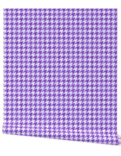 Large Royal Purple and White Handpainted Houndstooth Check Watercolor Pattern Wallpaper