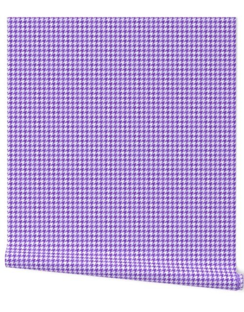 Royal Purple and White Handpainted Houndstooth Check Watercolor Pattern Wallpaper