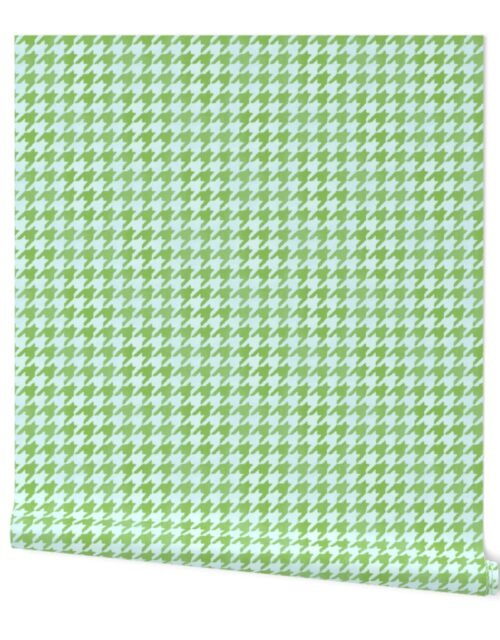 Lime Green  and White Handpainted Houndstooth Check Watercolor Pattern Wallpaper
