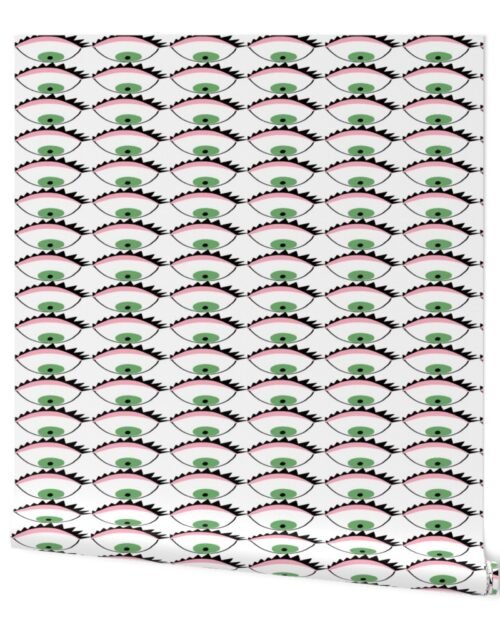 Evil Eyes in Green and Pink Wallpaper