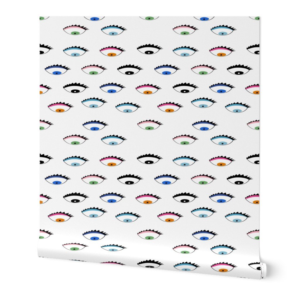 Evil Eyes Multi-Colored on White Wallpaper Evil Eyes Multi-Colored on White Wallpaper